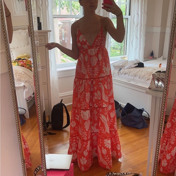 NWT**Farm Rio Jungle Orange Floral Maxi - Picture 5 of 8